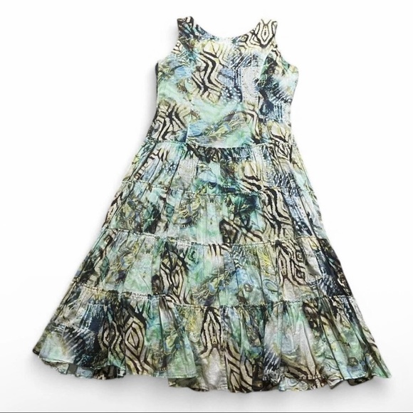 Reba Maxi dress Comfort Beaded Boho Comfort Tiered Animal Print Abstract size 10 - Picture 4 of 10